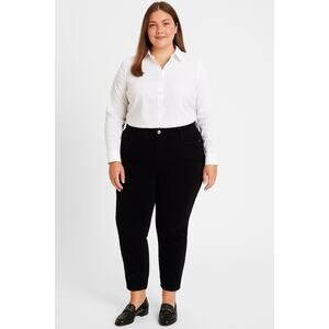NWT J Jill Corduroy Pant 2X Black Elastic Waist Pull On Pockets Stretch Work